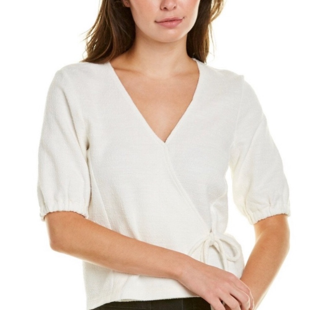 Madewell • Texture & Thread Puff Sleeve Wrap Top - Picture 2 of 9